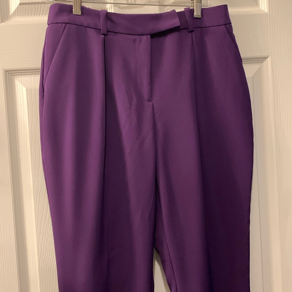 NEW YORK &CO PURPLE PANTS SZ 10 NWTG BELT LOOPS PLEATED FRONT ZIP/POCKETS
